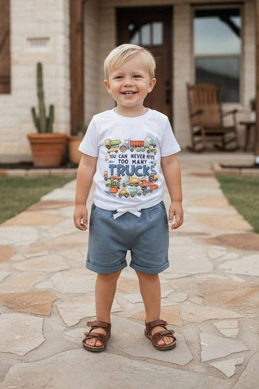 Western TRUCKS top blue shorts boy's boutique set