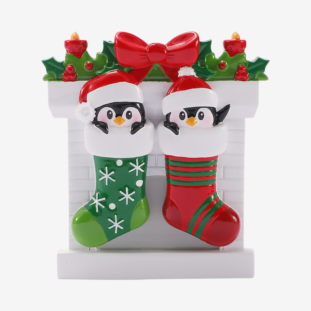 Penguin Family in Stockings Ornament