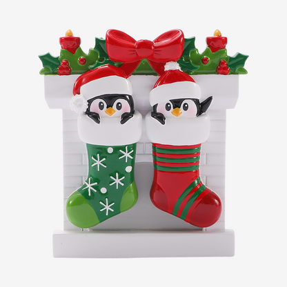 Penguin Family in Stockings Ornament