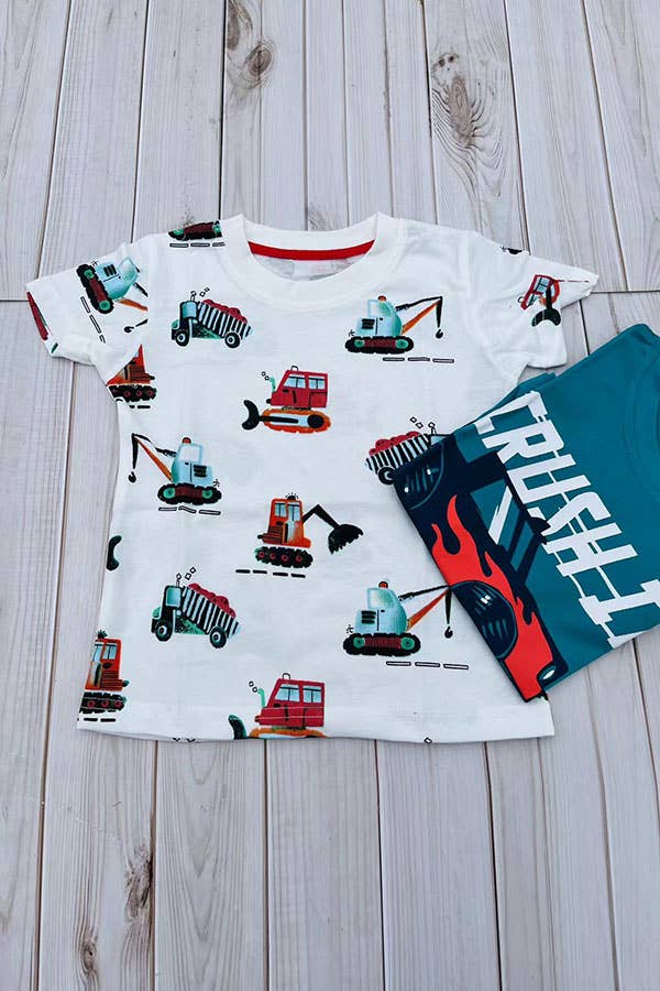 Construction vehicle white boy's t-shirt 2601022M