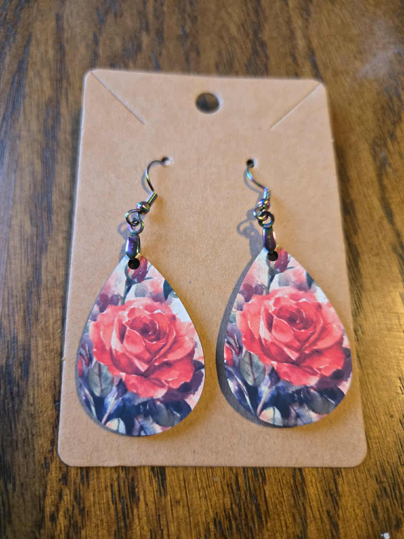 Flower Theme Tear Drop Earrings