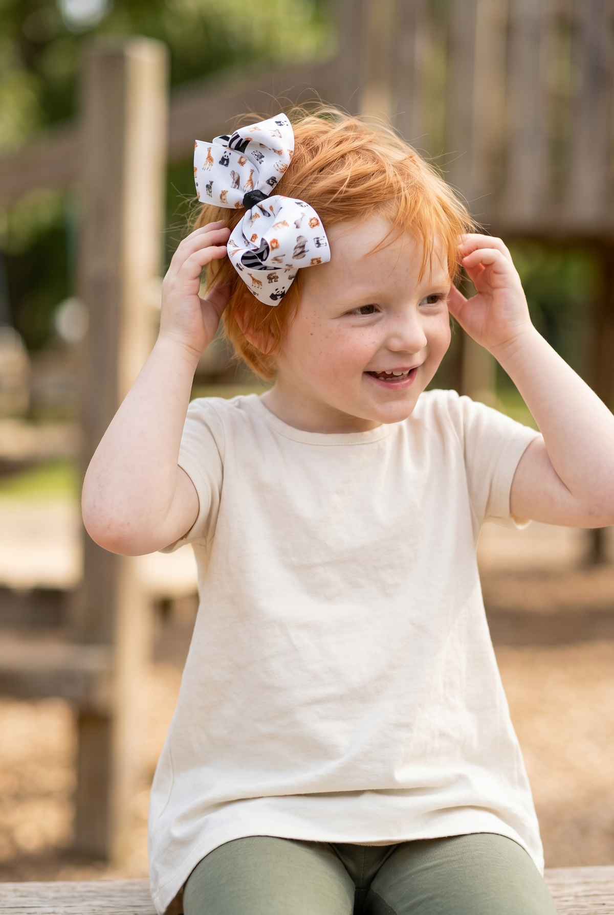 Safari Zoo Animals Classic Hair Bow | Clip or Headband