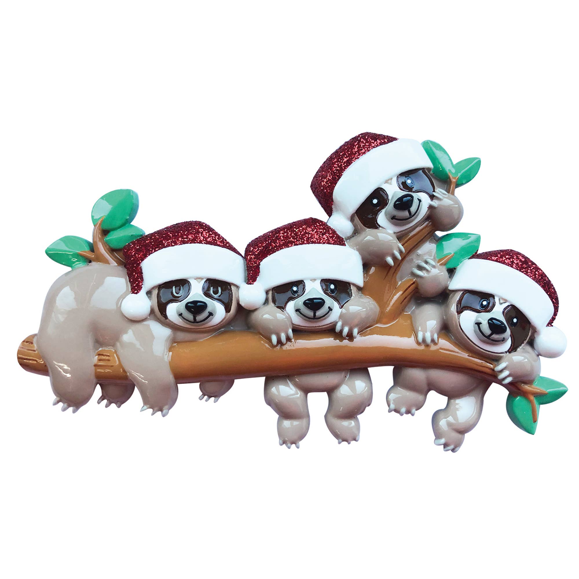 Sloth Family on Tree Branch Personalized Ornament