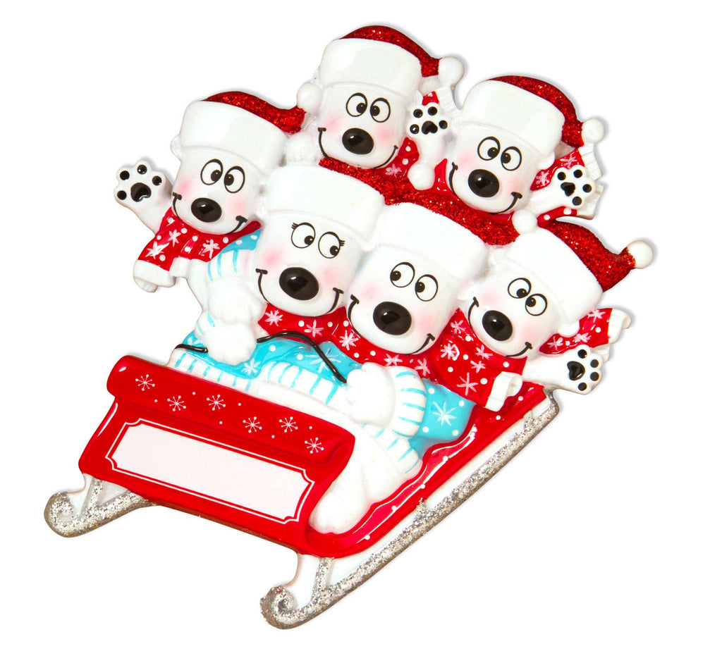 Bears on Sled Family Series Personalized Ornament