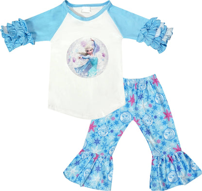 Baby Girl Elsa Frozen Ruffle Outfit Set