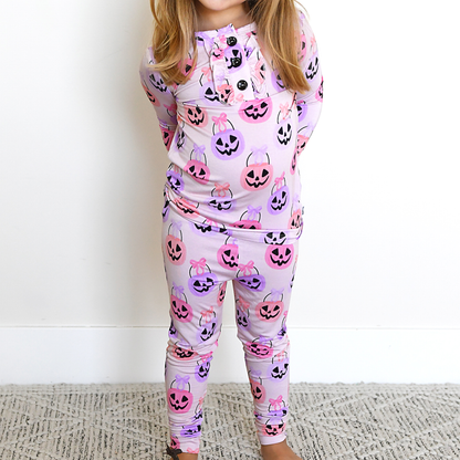 Emmy RUFFLE TWO PIECE Bamboo Halloween Pumpkins Outfit