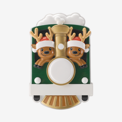 Reindeer Family on Train Ornament