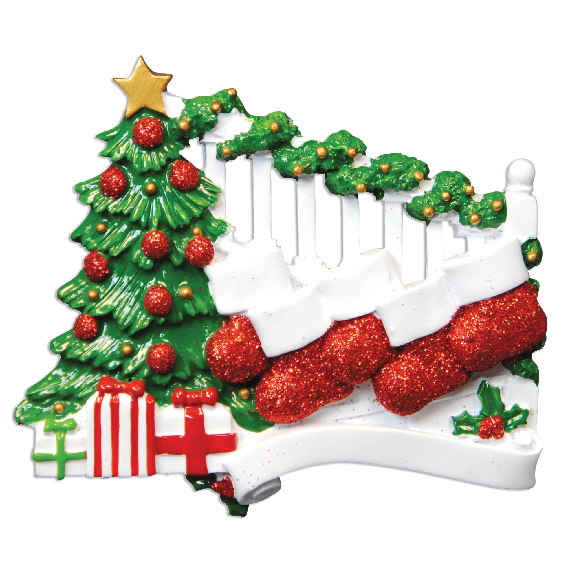 Bannister with Stockings Family Series Table Topper