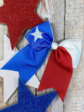 Texas Flag Embroidered Cheer Bow