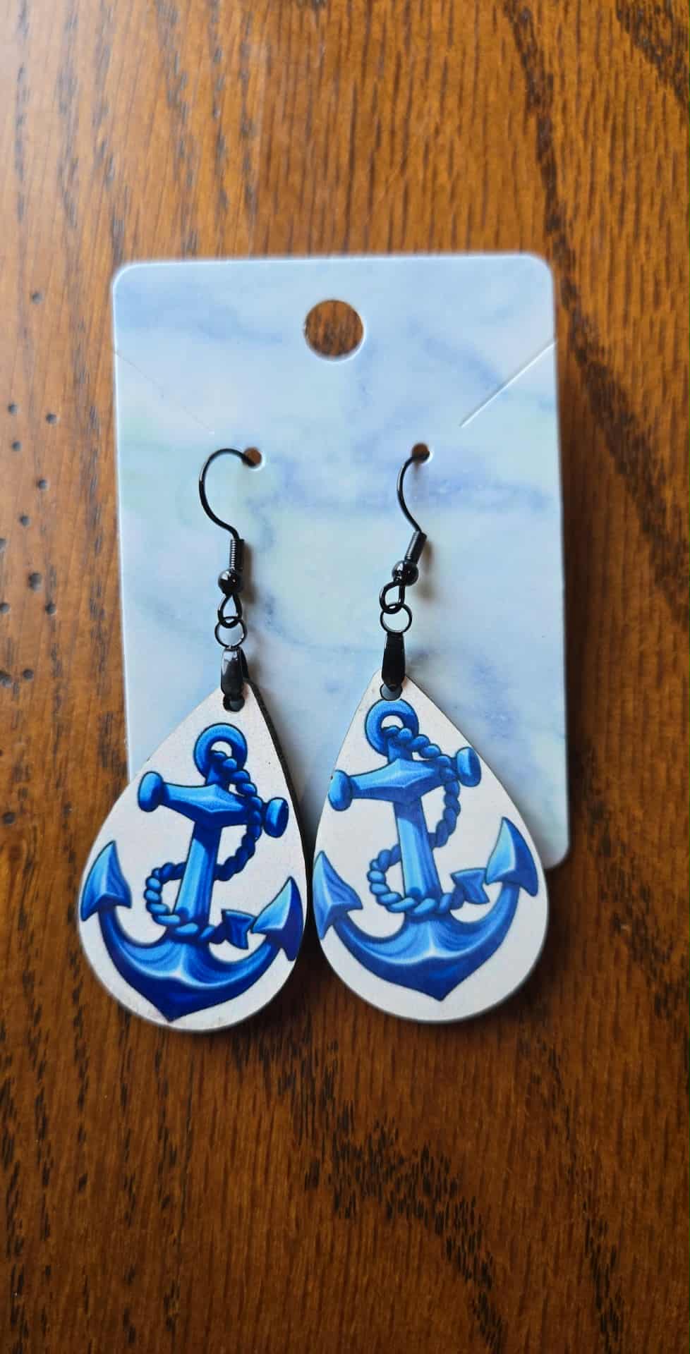 Anchor Design Tear Drop Earrings