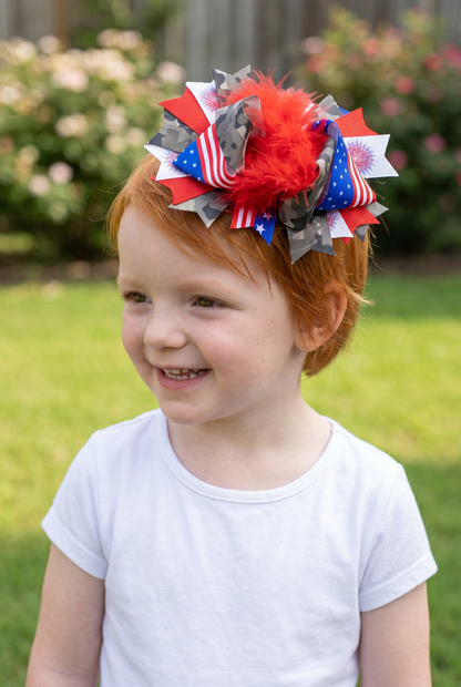 Flag & Camo Marabou Bow