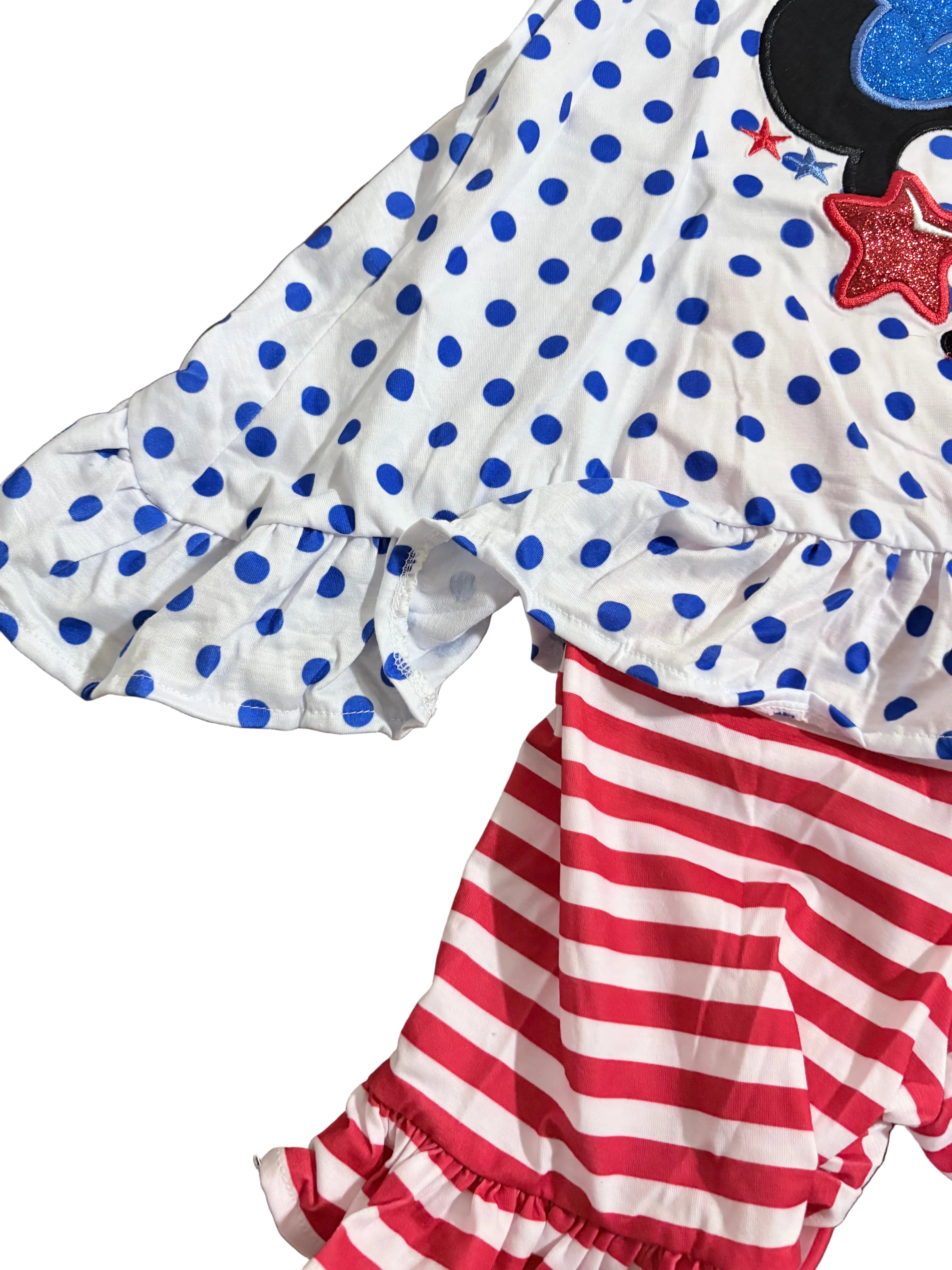Girl mouse Red-White-Blue Polk Dot Shirt with Red-White pants