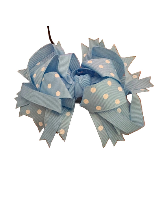 Blue Pot A Dot Bow hair Clip
