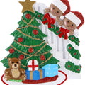 Dark Skin Peeking behind tree Family
