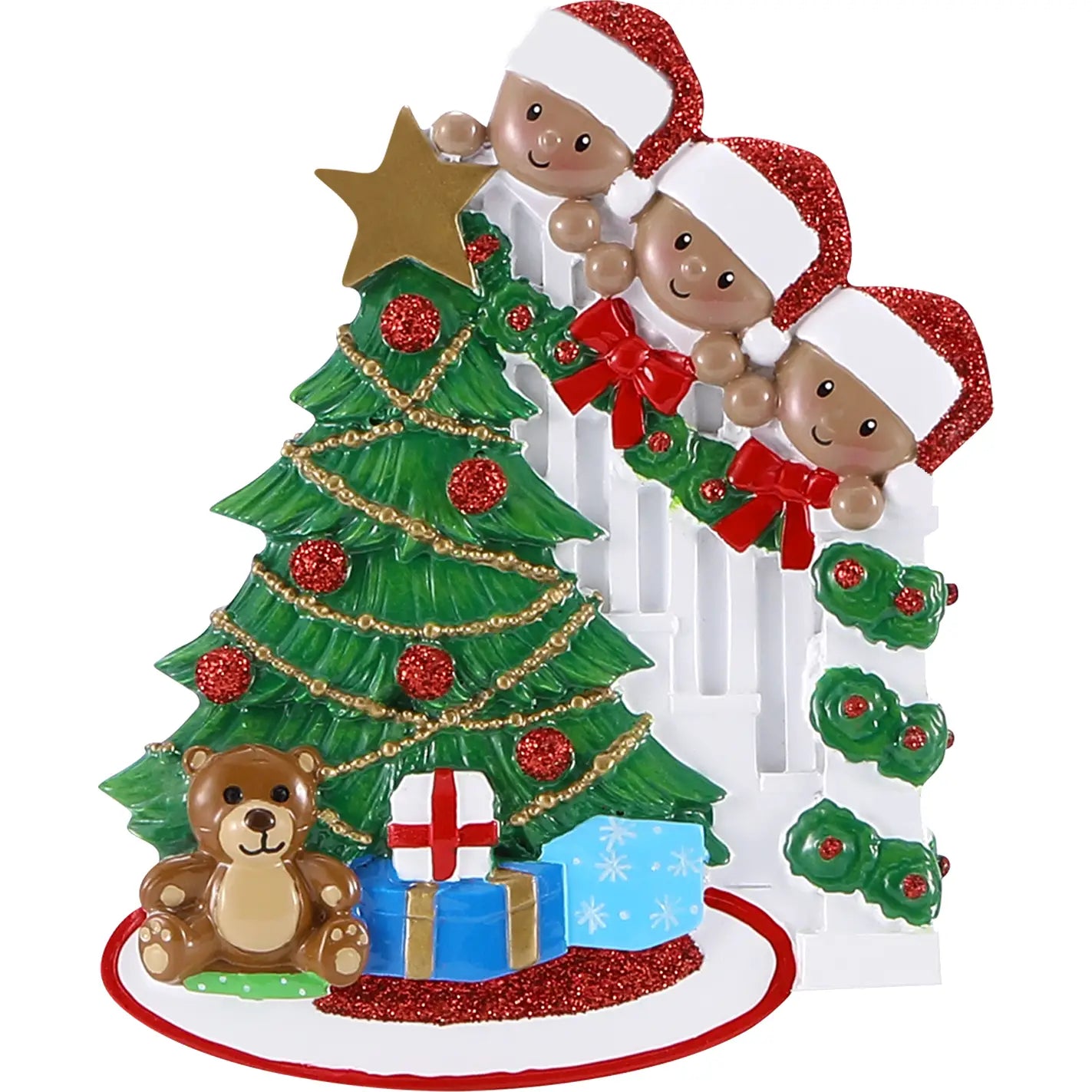 Dark Skin Peeking behind tree Family