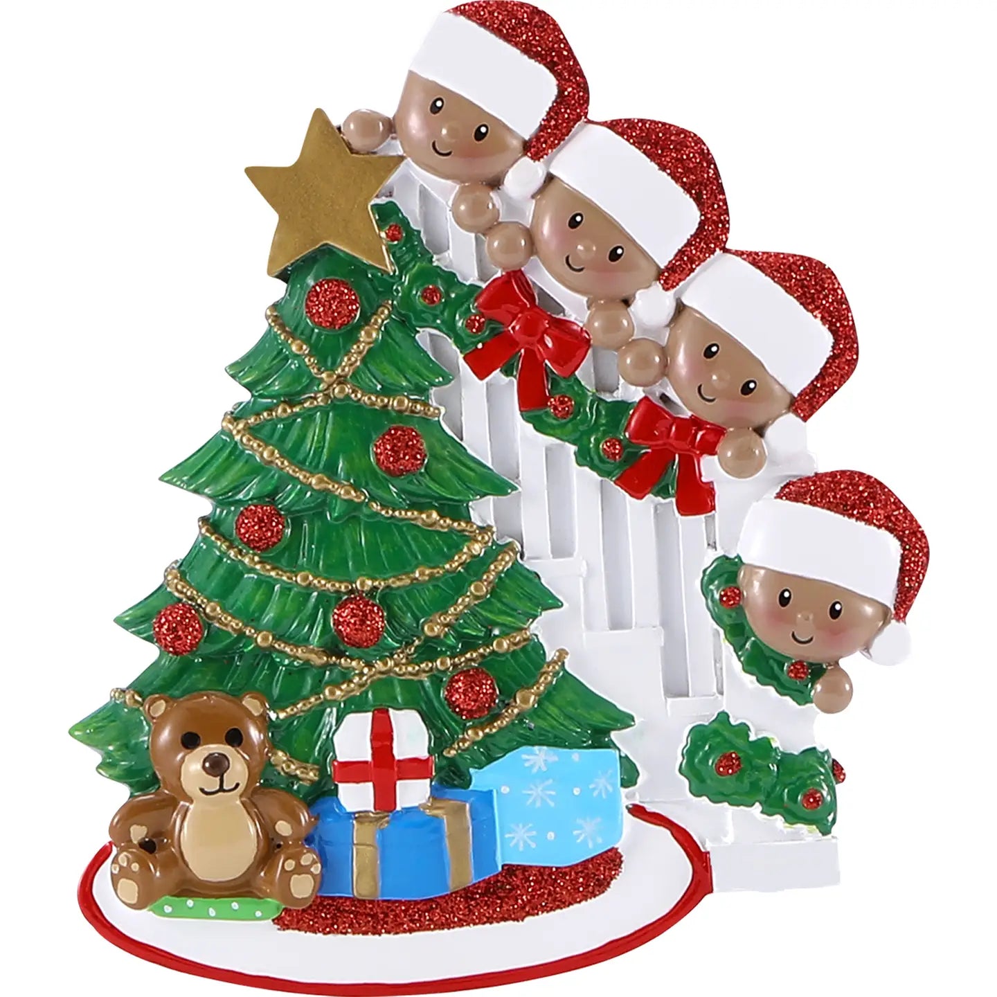 Dark Skin Peeking behind tree Family