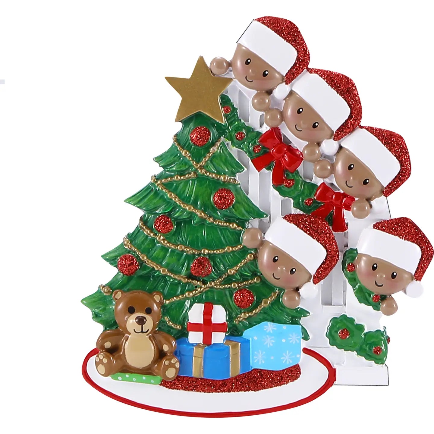 Dark Skin Peeking behind tree Family