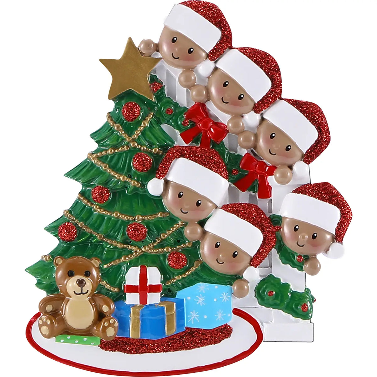 Dark Skin Peeking behind tree Family