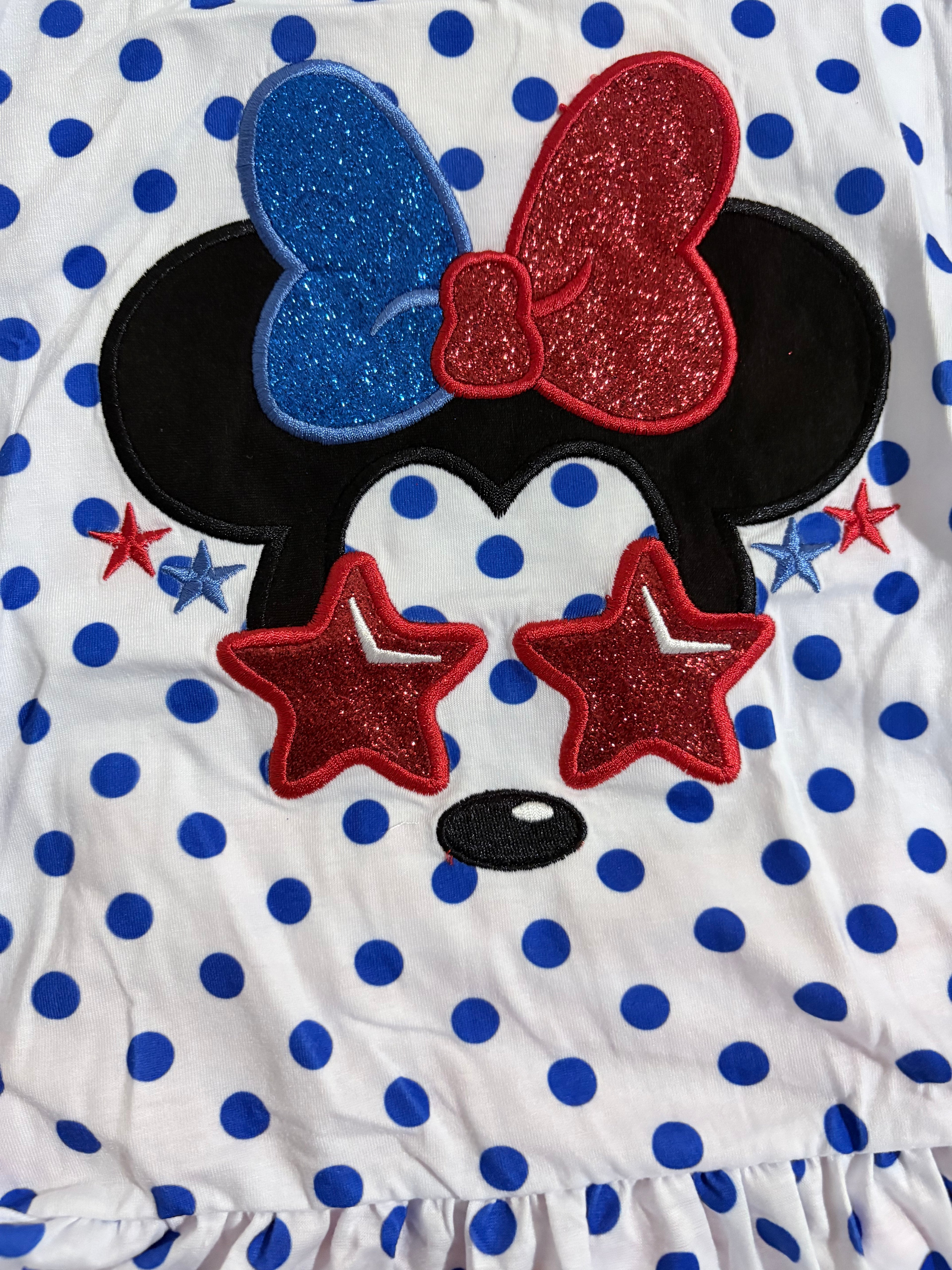 Girl mouse Red-White-Blue Polk Dot Shirt with Red-White pants