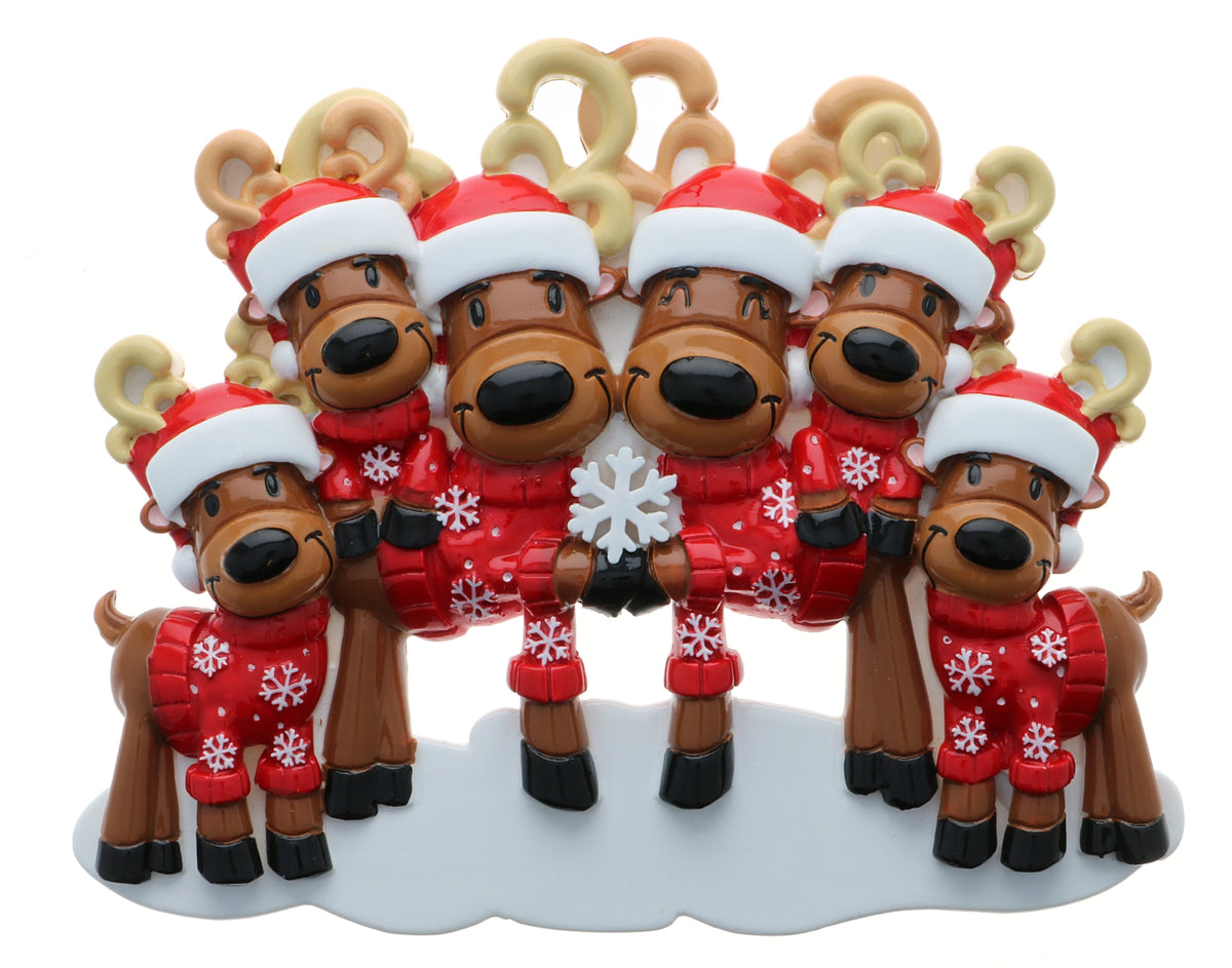 Festive Reindeer Family with Snowflake