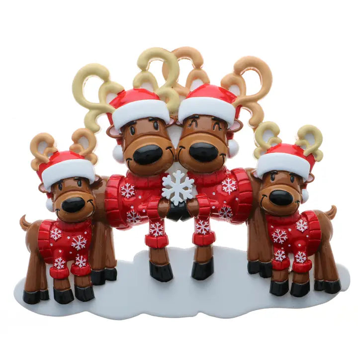 Festive Reindeer Family with Snowflake