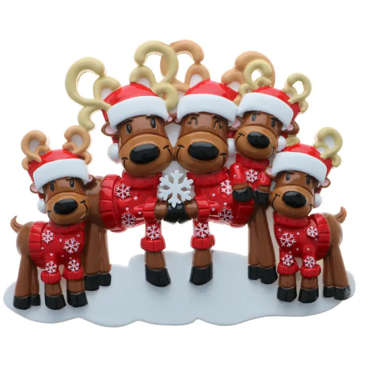 Festive Reindeer Family with Snowflake
