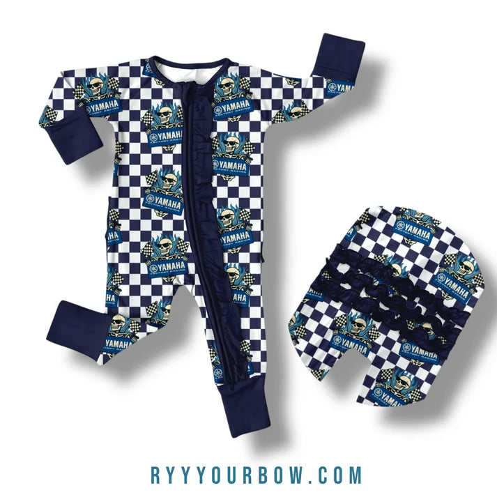 Team Blue With Skull Ruffle Zippy