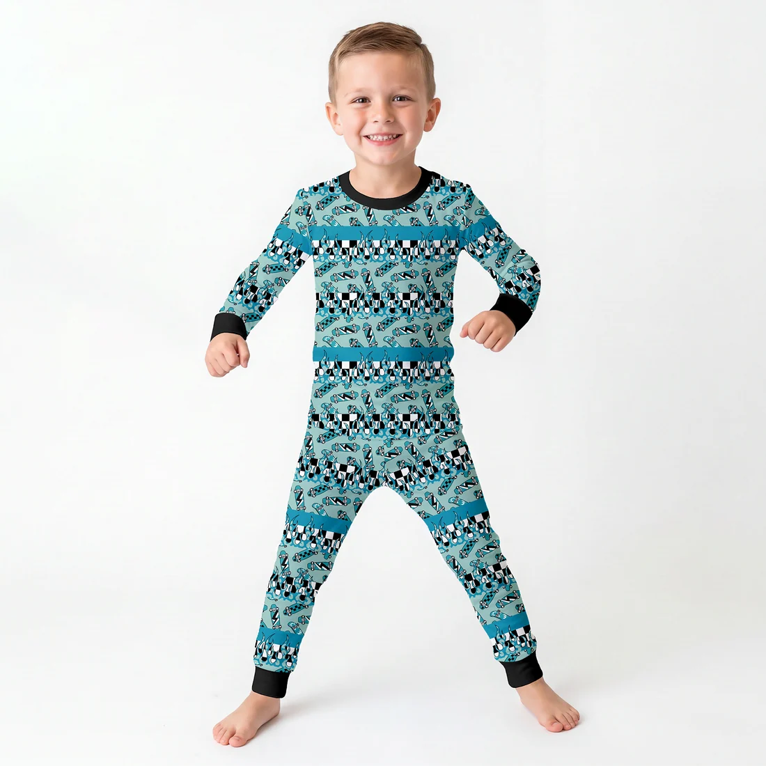 Rad Skate & Flame Kids 2 Piece Pj Set