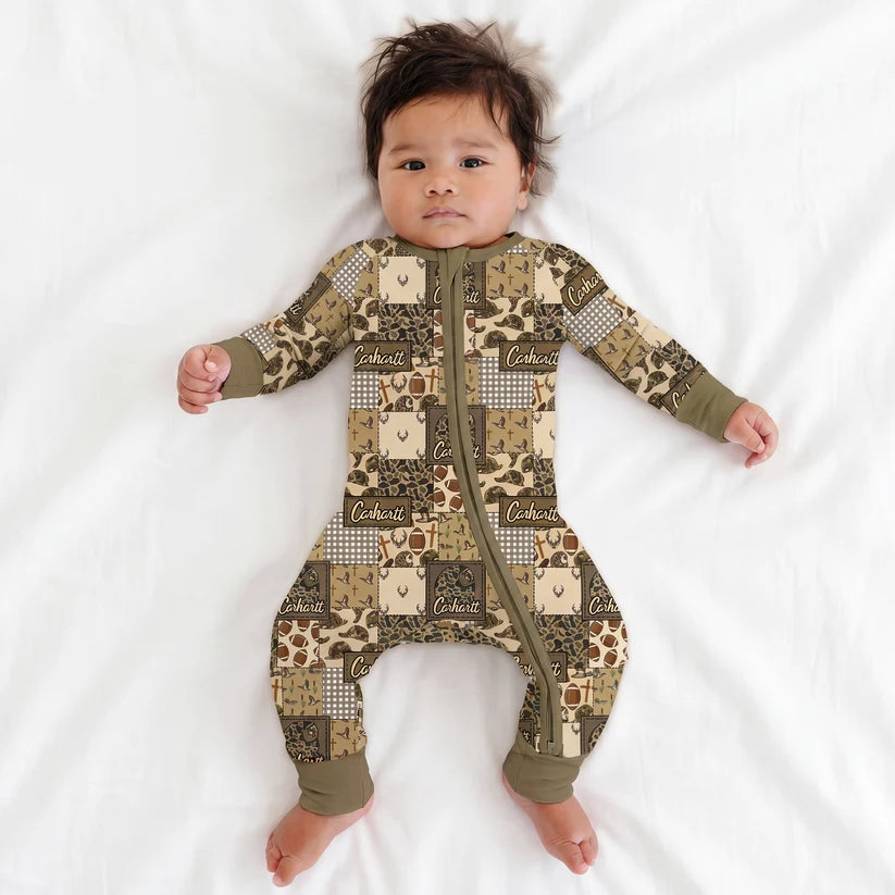 Camo and Football Western Hunting Patchwork Zippy