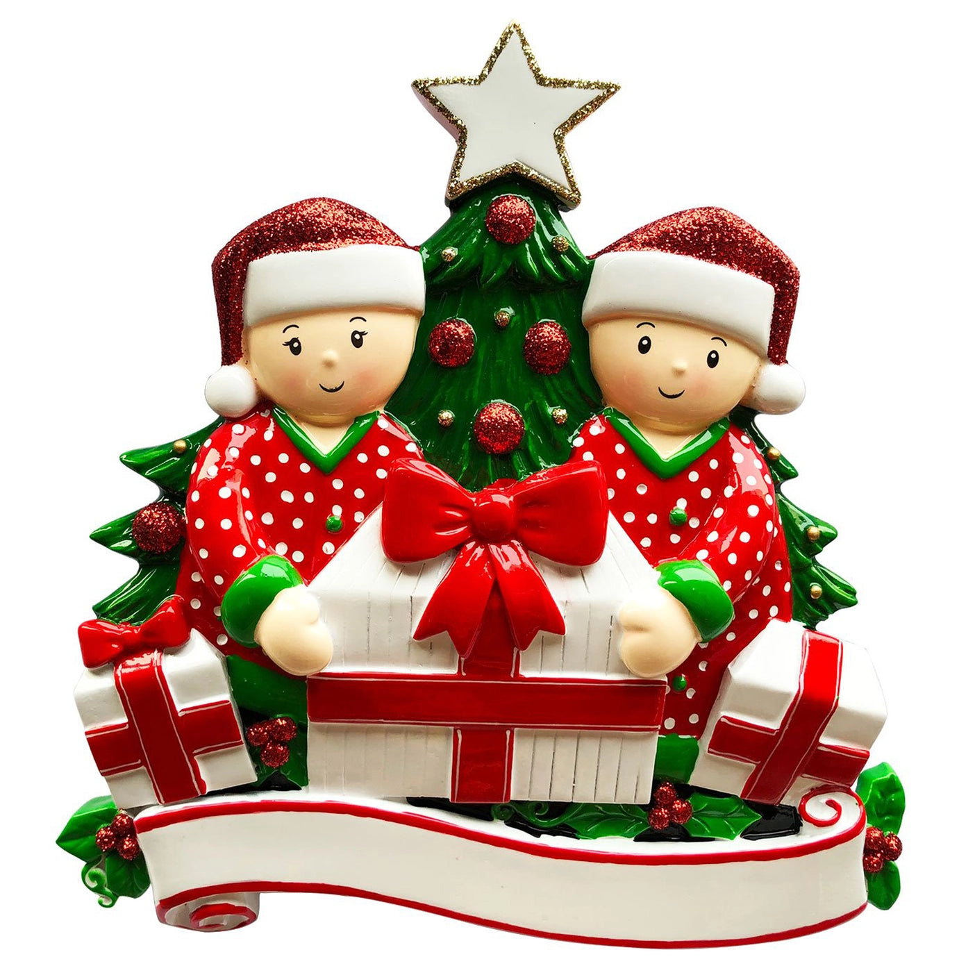 Light Skin Family Opening Presents Table Topper