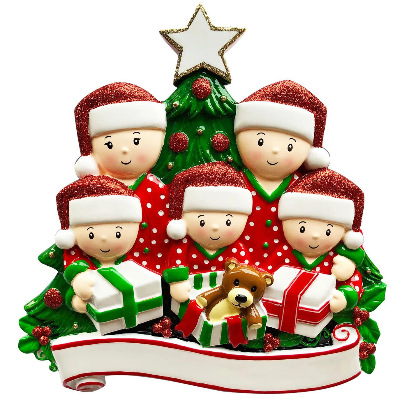 Light Skin Family Opening Presents Table Topper