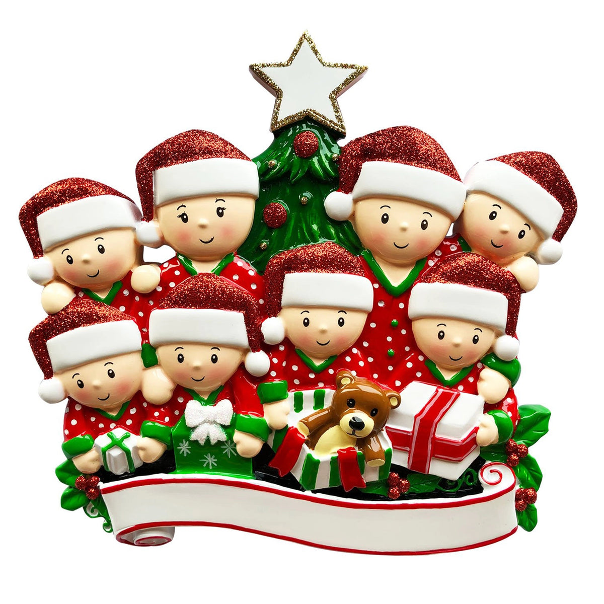 Light Skin Family Opening Presents Table Topper