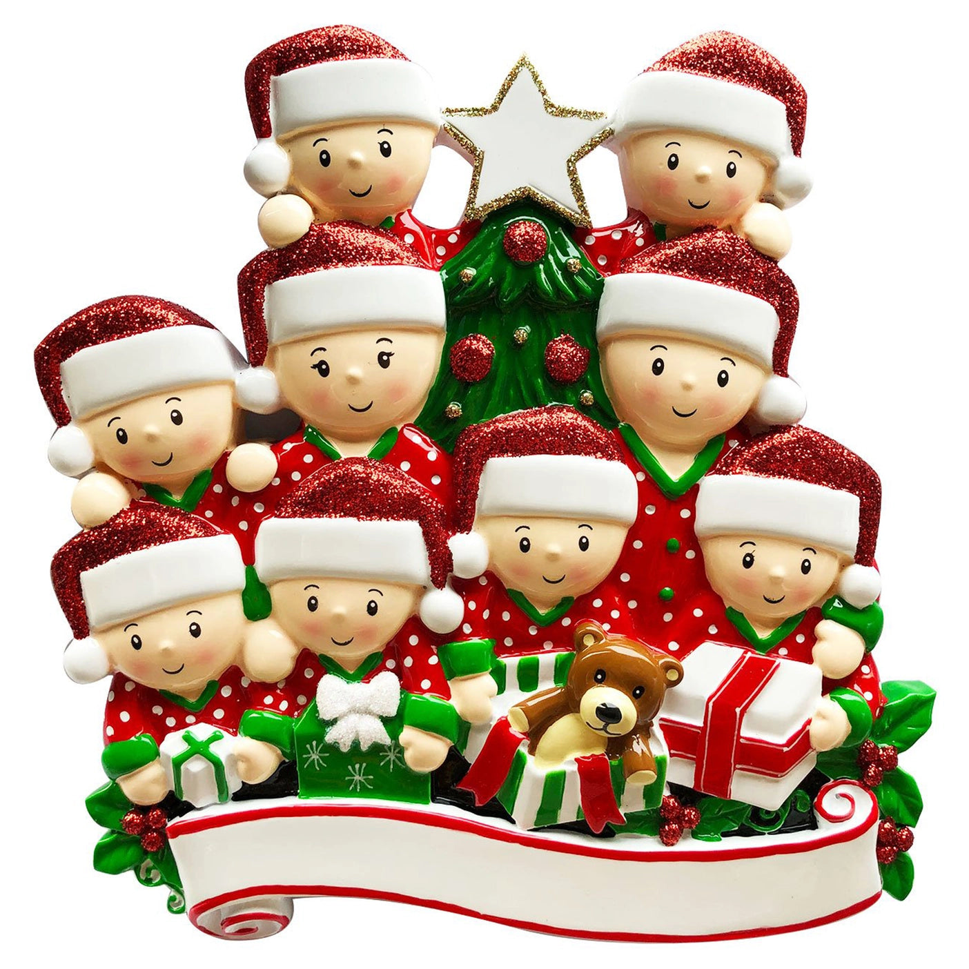 Light Skin Family Opening Presents Table Topper