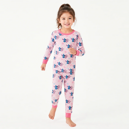 Blue, Pink Stitch Two-Piece PJ Set
