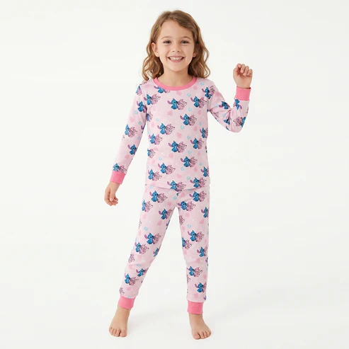 Blue, Pink Stitch Two-Piece PJ Set