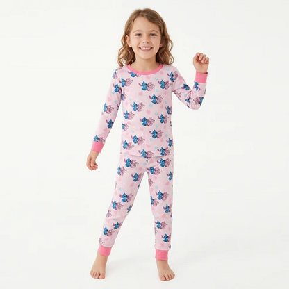 Blue, Pink Stitch Two-Piece PJ Set