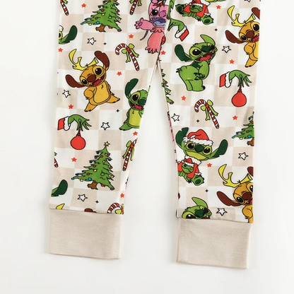 Christmas Stitch Friend Checkerboard Kids 2 Piece Pj Set