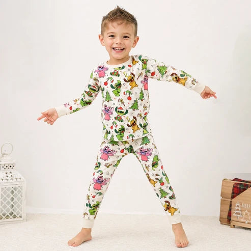 Christmas Stitch Friend Checkerboard Kids 2 Piece Pj Set