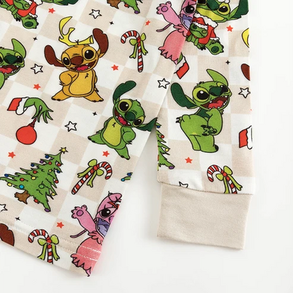 Christmas Stitch Friend Checkerboard Kids 2 Piece Pj Set