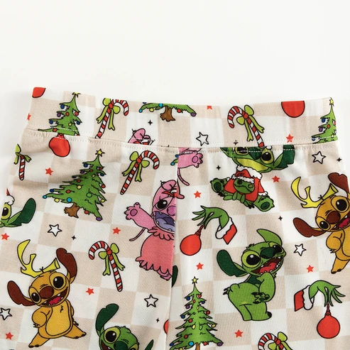 Christmas Stitch Friend Checkerboard Kids 2 Piece Pj Set