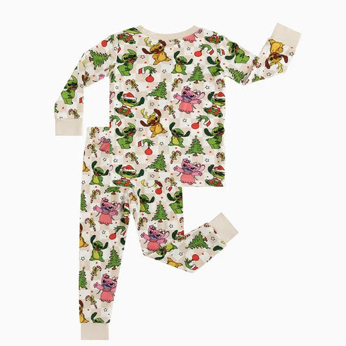Christmas Stitch Friend Checkerboard Kids 2 Piece Pj Set