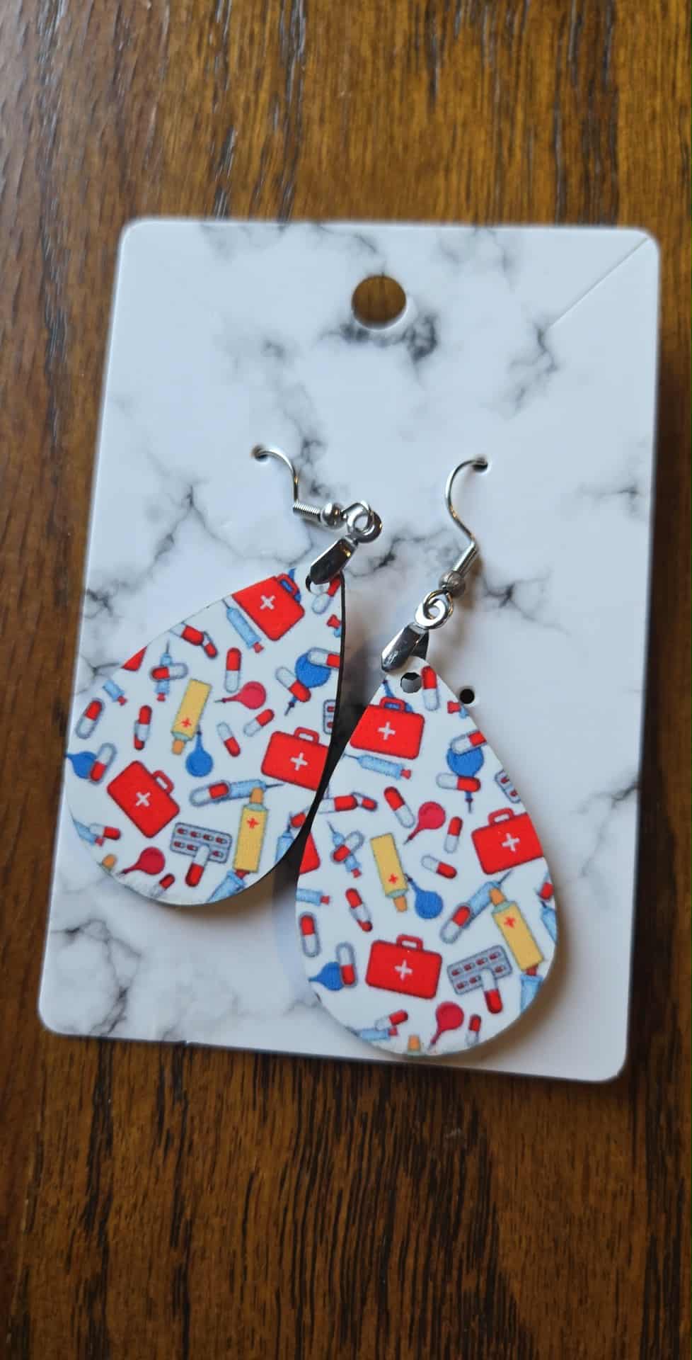 Medical Design Tear Drop Earrings