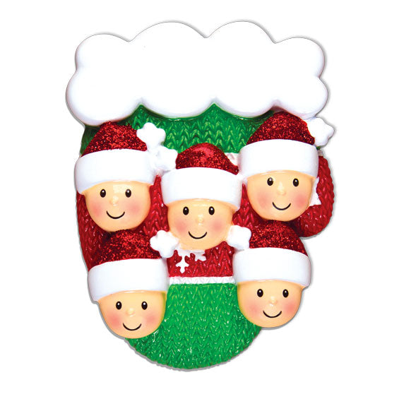 Mitten with Faces Family Ornament