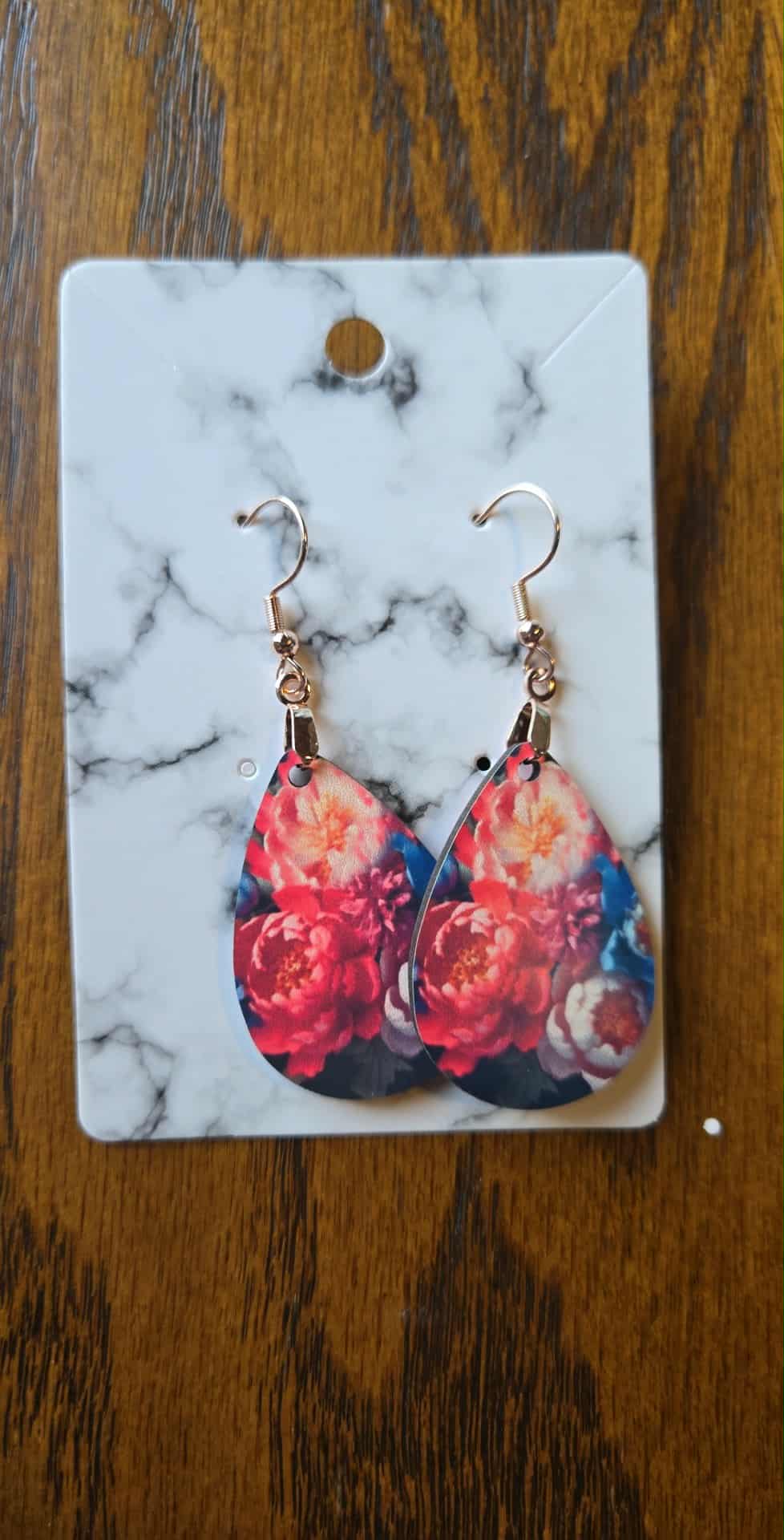 Flower Theme Tear Drop Earrings