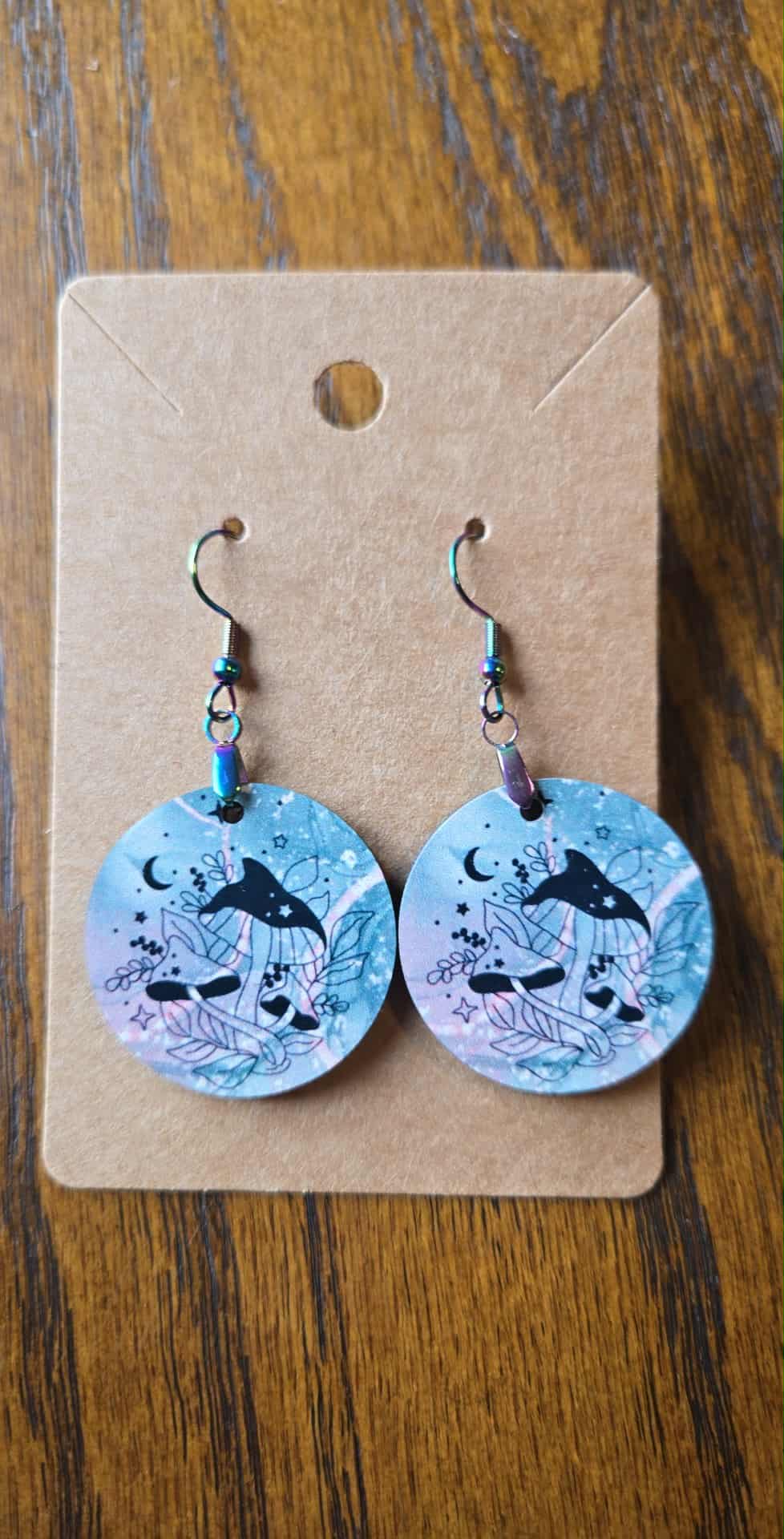 Mushroom Designs Tear Drop Earrings