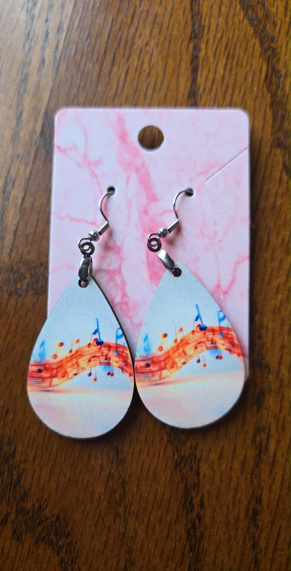Music Design Tear Drop Earrings
