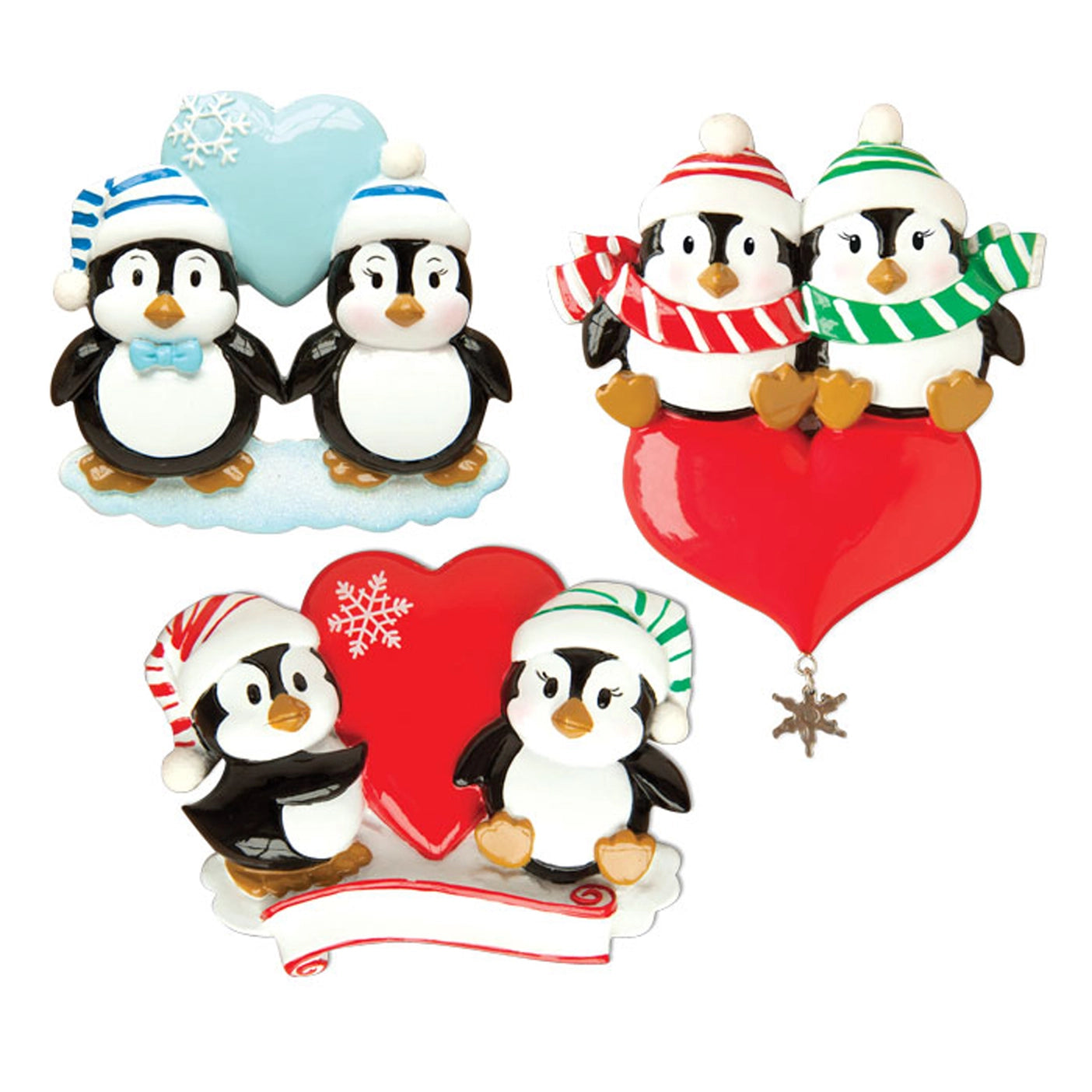 Penguin Couple Family Ornaments