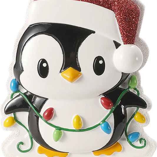 Penguin Tangled in Lights Ornament