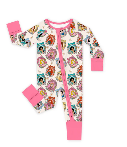 Pink Princess Royal Bow Bamboo Zipper
