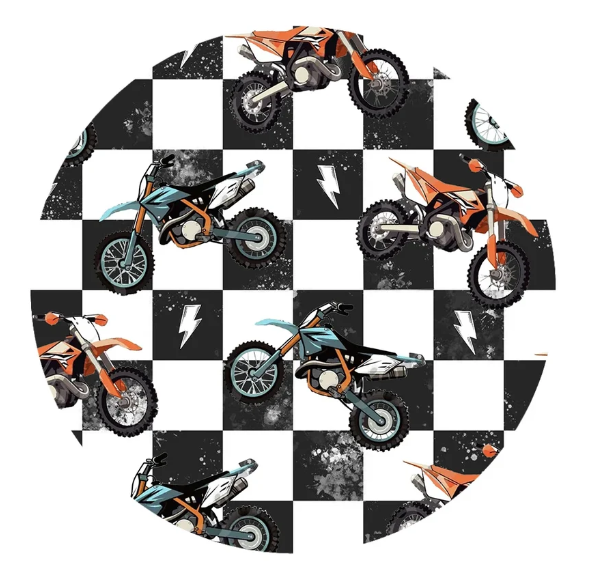 Black-White Checkered Motorcycle and lightning Bamboo Zipper